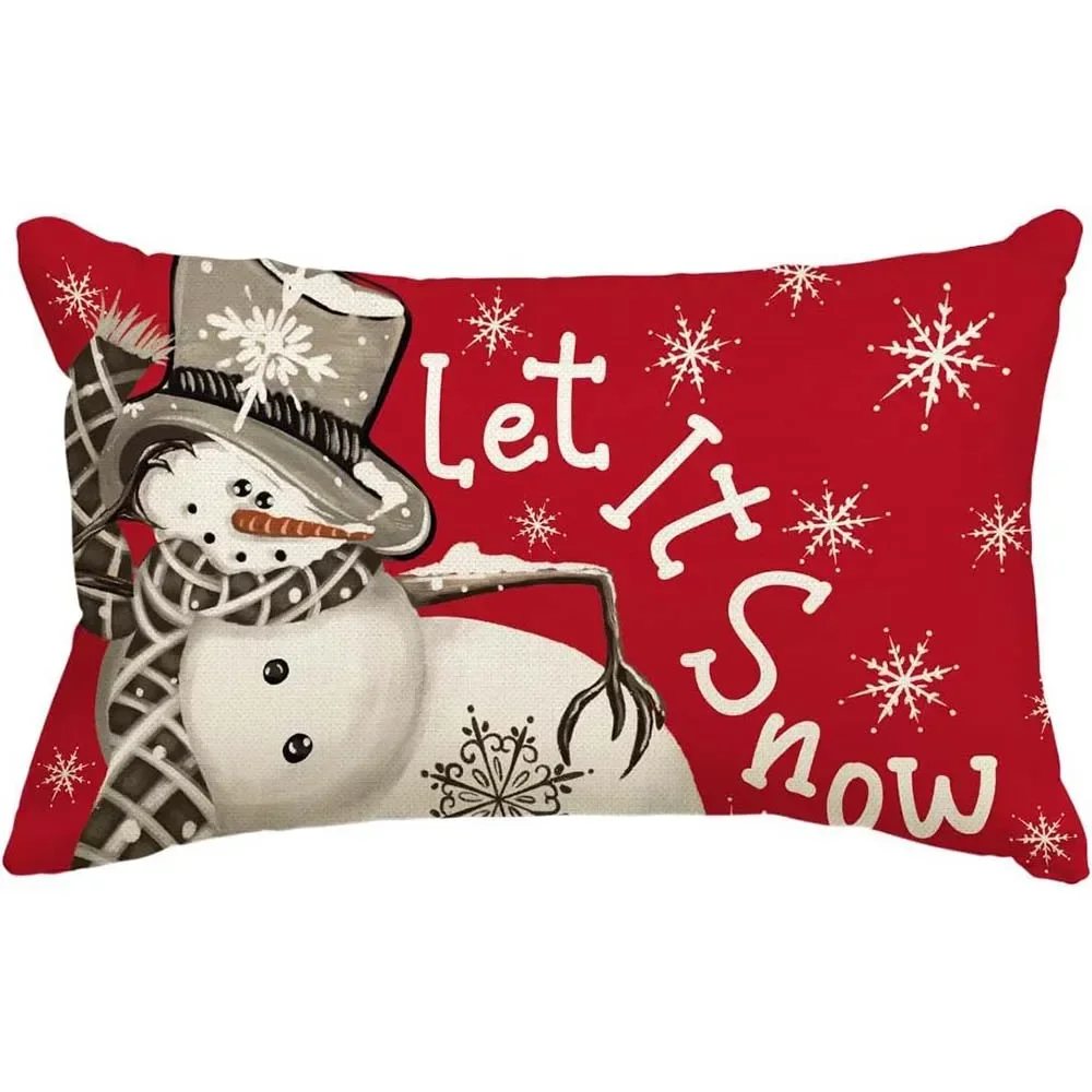Рождественский простой льняной чехол для подушки домашний диван декор спальни с
