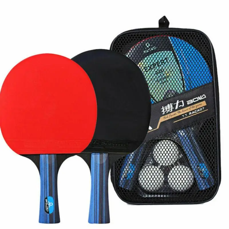 

Training Table Tennis Racket Short Long Handle Student Ping Pong Paddle 2 Ping Pong Paddles With 3 PingPong Balls Storage Bag
