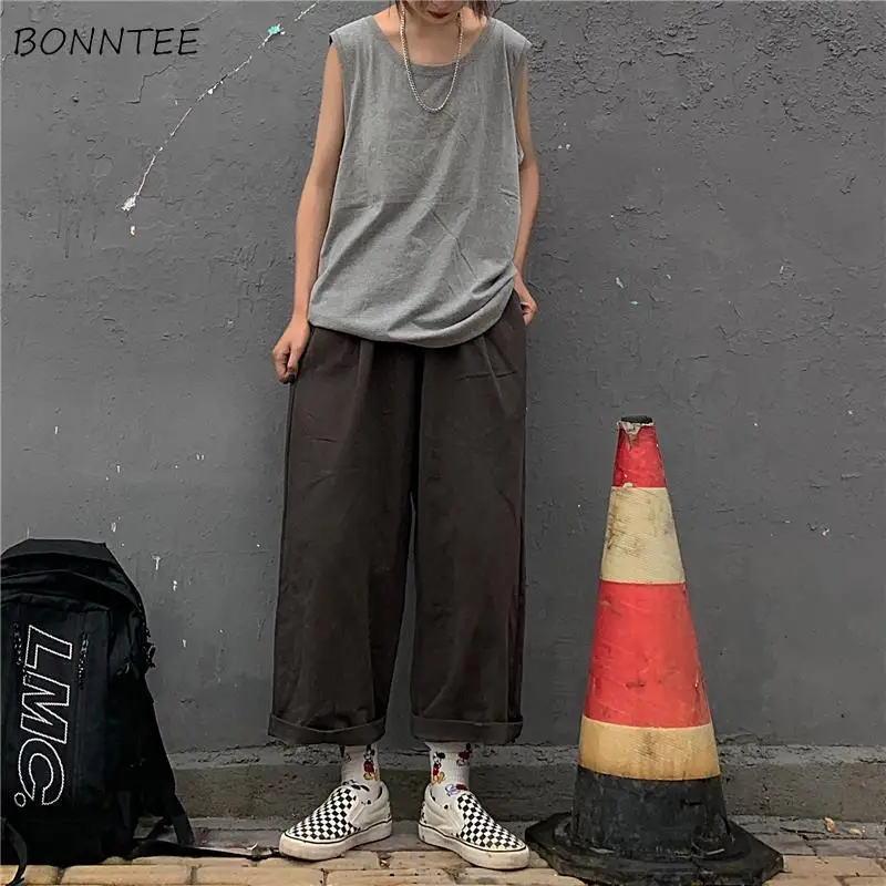 

Casual Pants Women Fashion Streetwear Loose Elastic High Waist Wide Leg Trousers Harajuku Summer Couples All-match Gothic Ins