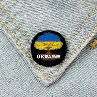ukraine flag tree printed pin custom funny brooches shirt lapel bag cute badge cartoon cute jewelry gift for lover girl friends