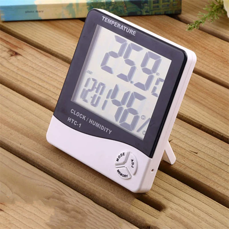 lcd electronic digital temperature humidity meter alarm clock home indoor outdoor thermometer hygrometer weather station htc 1 free global shipping