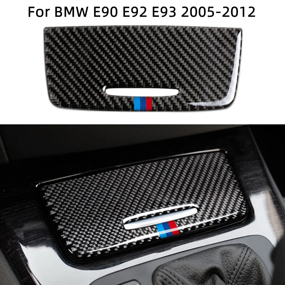 

1Pcs Car Carbon Fiber Storage Box Panel Trim Cover Decoration Stickers Interior For BMW E90 E92 E93 3 Series 2005-2012 car decor