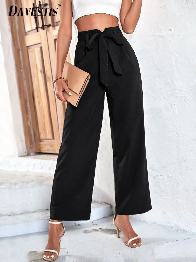 

Simple Black Trousers Women 2023 Spring and Summer Loose Breathable Commuter Wide Leg Pants for Women Casual Office Pants