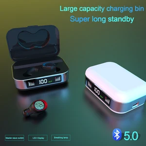 mdug tws s590 d bluetooth headset hifi waterproof digital display wireless earbuds travel sports emergency charging treasure free global shipping