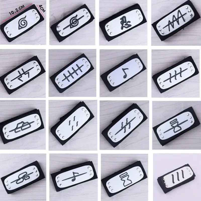 Фото Anime Costume Naruto Headband Kakashi Orochimaru Jiraiya Yakushi Kabuto Forehead Belt Figurines Boys Cosplay Prop Party №2
