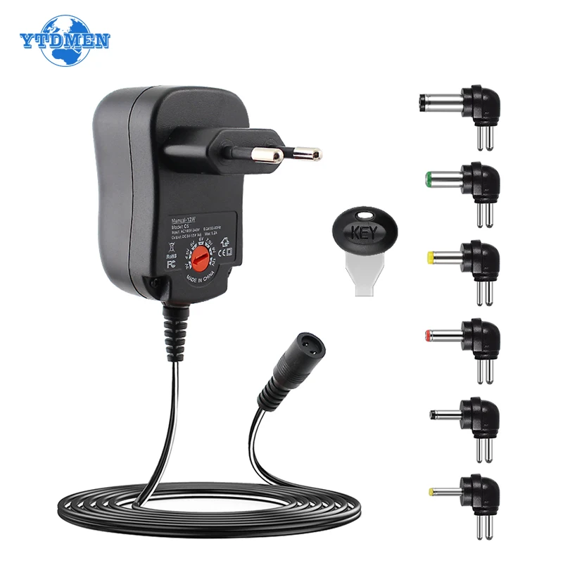

AC 220V to 12V Adapter DC 3V 4.5V 5V 6V 7.5V 9V 12V Adjustable Power Adapter 12V 1.2A 12W Universal Charger for LED Light Strip