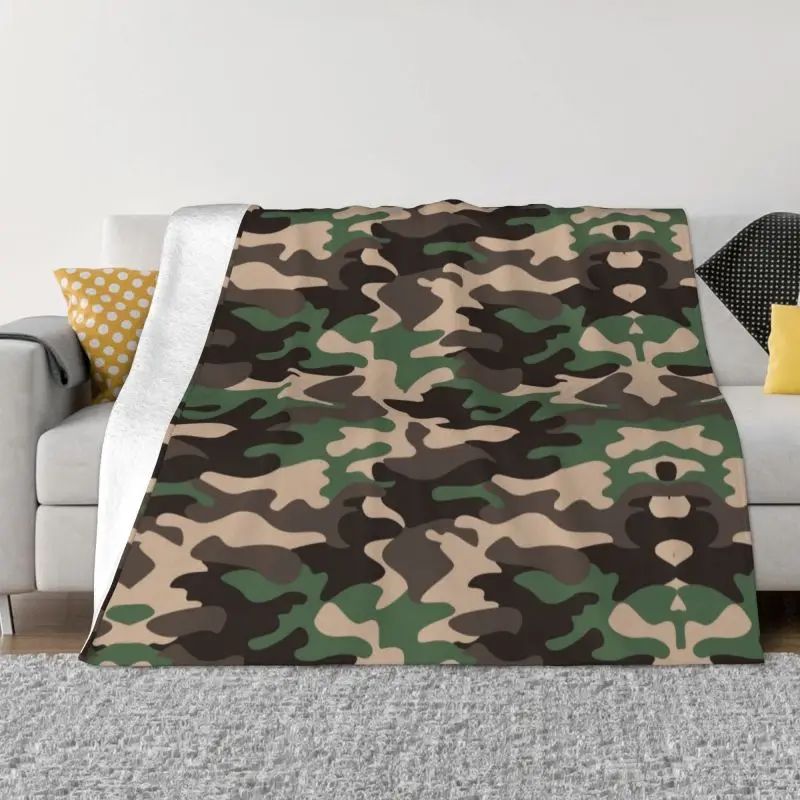 

Warm Flannel Germany Arm Military Camouflage Throw Blanket for Bed Couch Bedspread WW2 Camo Blankets