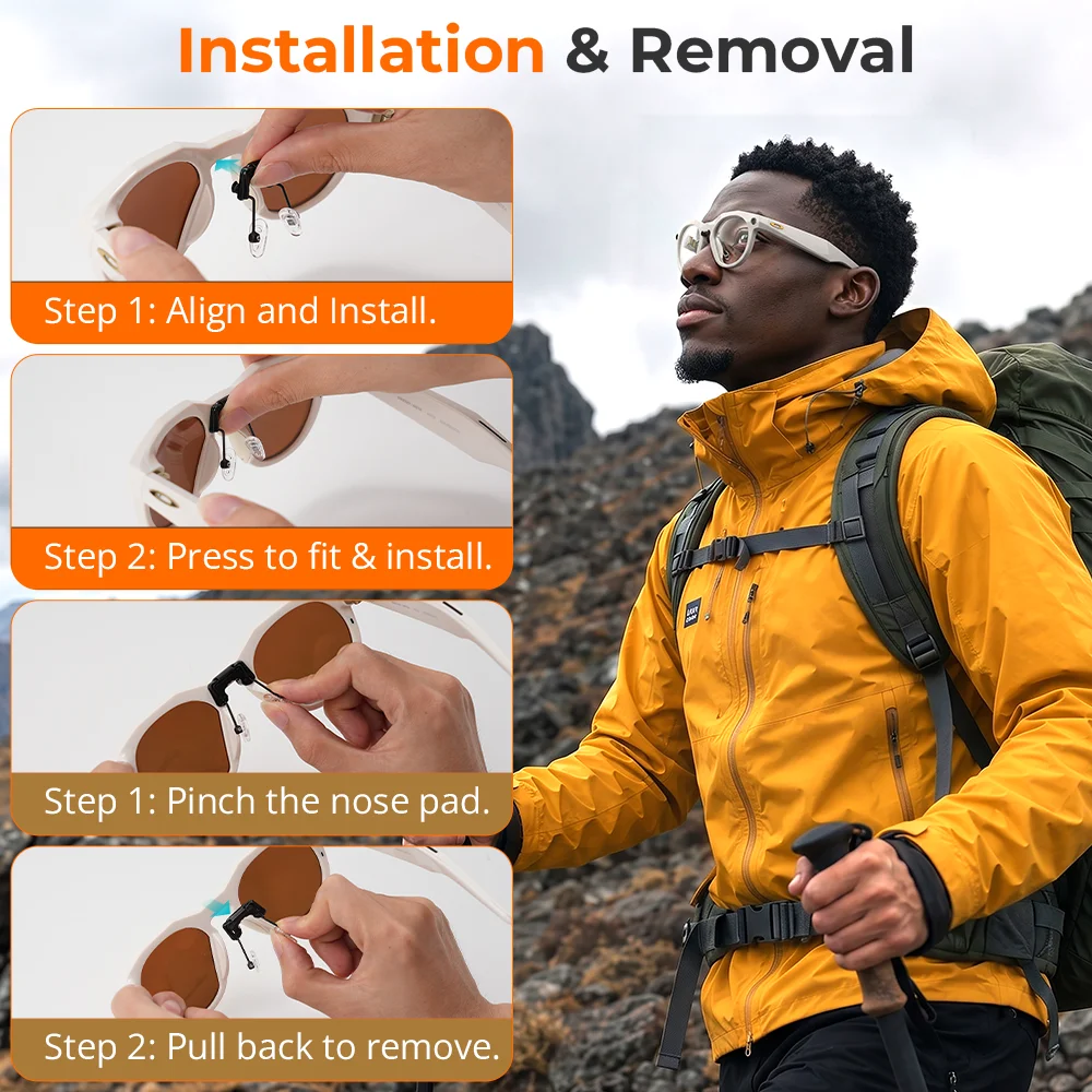 Фото Накладки на носоупоры HIBloks для очков Oakley Meta HSTN, аксессуары для умных очков, мягкие силиконовые противоскользящие накладки-держатели для носа, крепление на клипсе №3