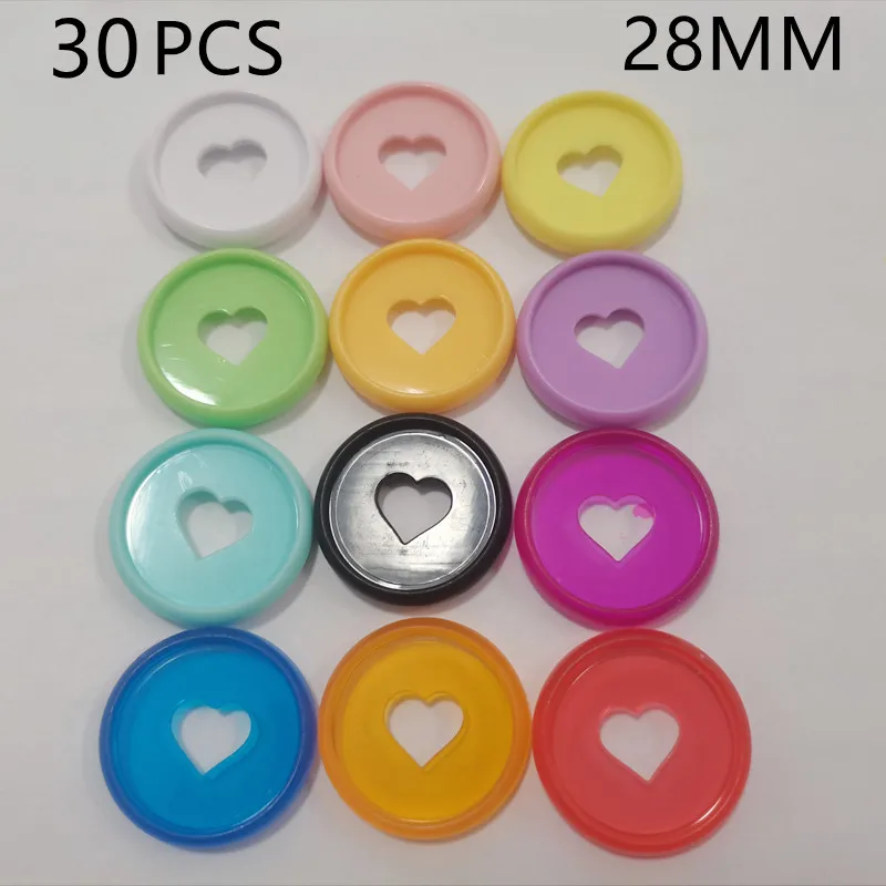 

30PCS28MM new colored plastic ring buckle mushroom hole heart-shaped loose-leaf notebook binding buckle binding consumables