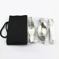3 pcs set stainless steel outdoor camping picnic cutlery hiking folding cutlery knife fork spoon cooking set