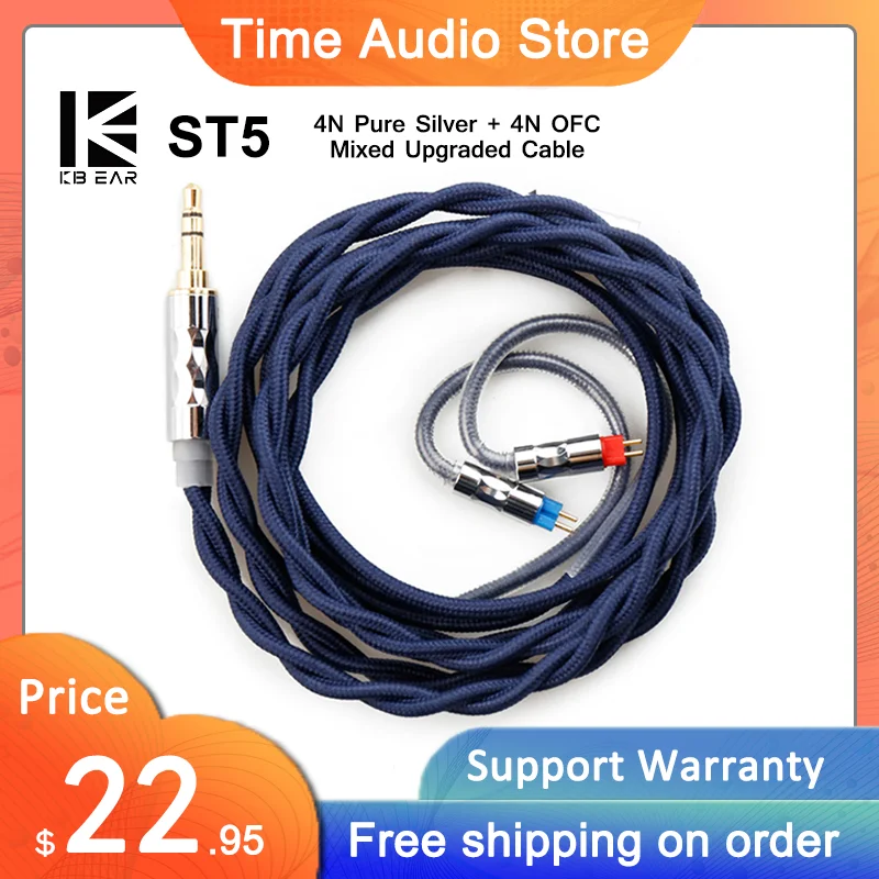 

KBEAR ST5 кабели для наушников 4N чистое серебро + 4N OFC смешанный Модернизированный кабель 2PIN/MMCX/QDC доступный медный плакированный металлический штекер