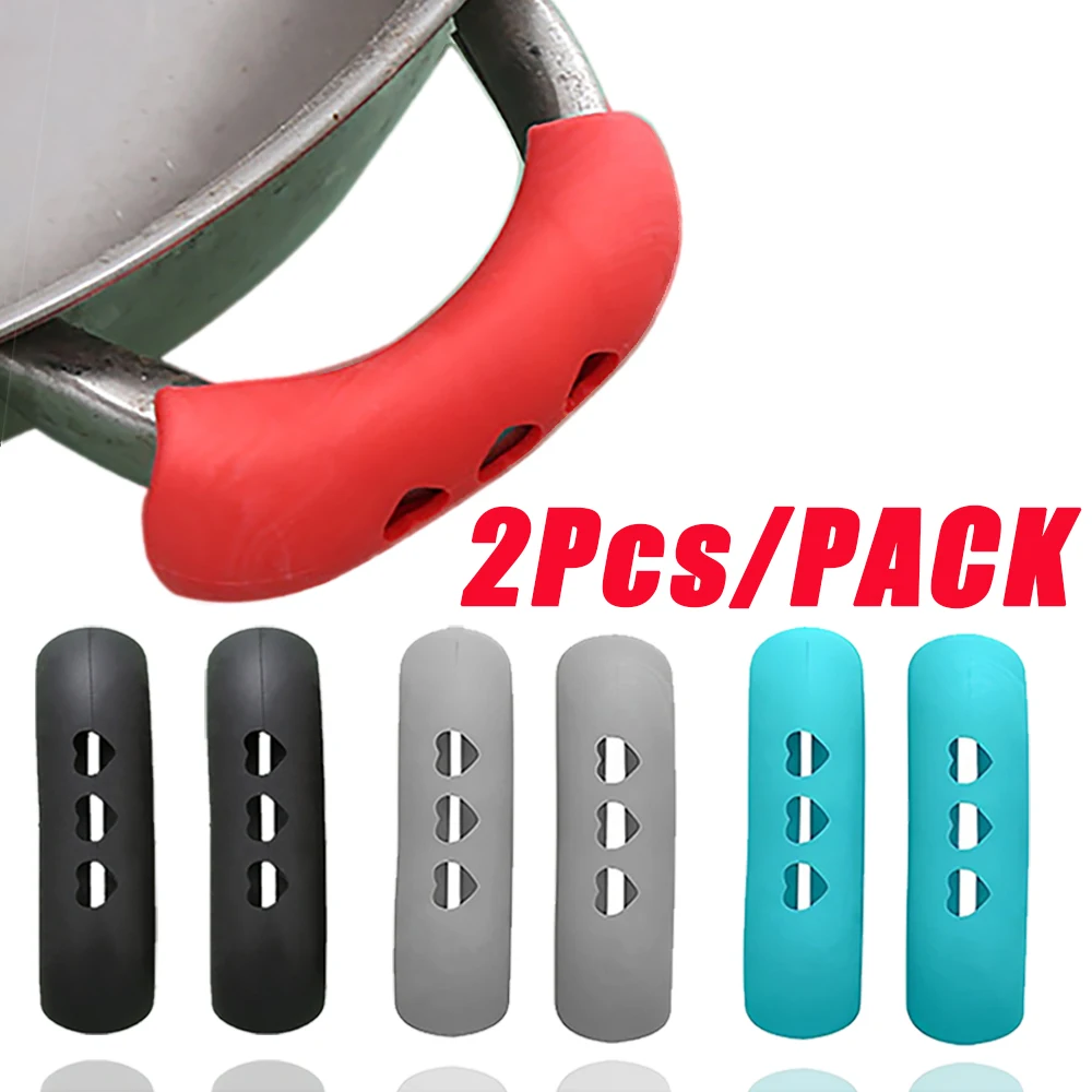 

2Pcs Silicone Pot Handles Cover Anti-scalding Heat-resistant Pot Ear Clip Non-slip Casserole Pan Handle For Kitchen Accessories