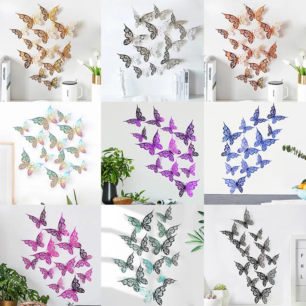 

12Pcs 3D Butterflies Wall Sticker Butterfly Outdoor Balcony Living Room Home Decor Fridage Decals For Wedding Decor Wall Sticker