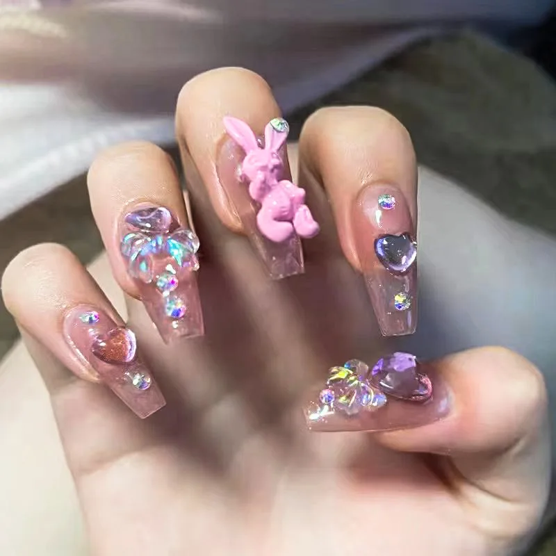 

Wearable Nail Enhancement Sweet Cool Nail Enhancement Love Violence Rabbit Wearing Nail Enhancement Piece Removable Nail Enhance