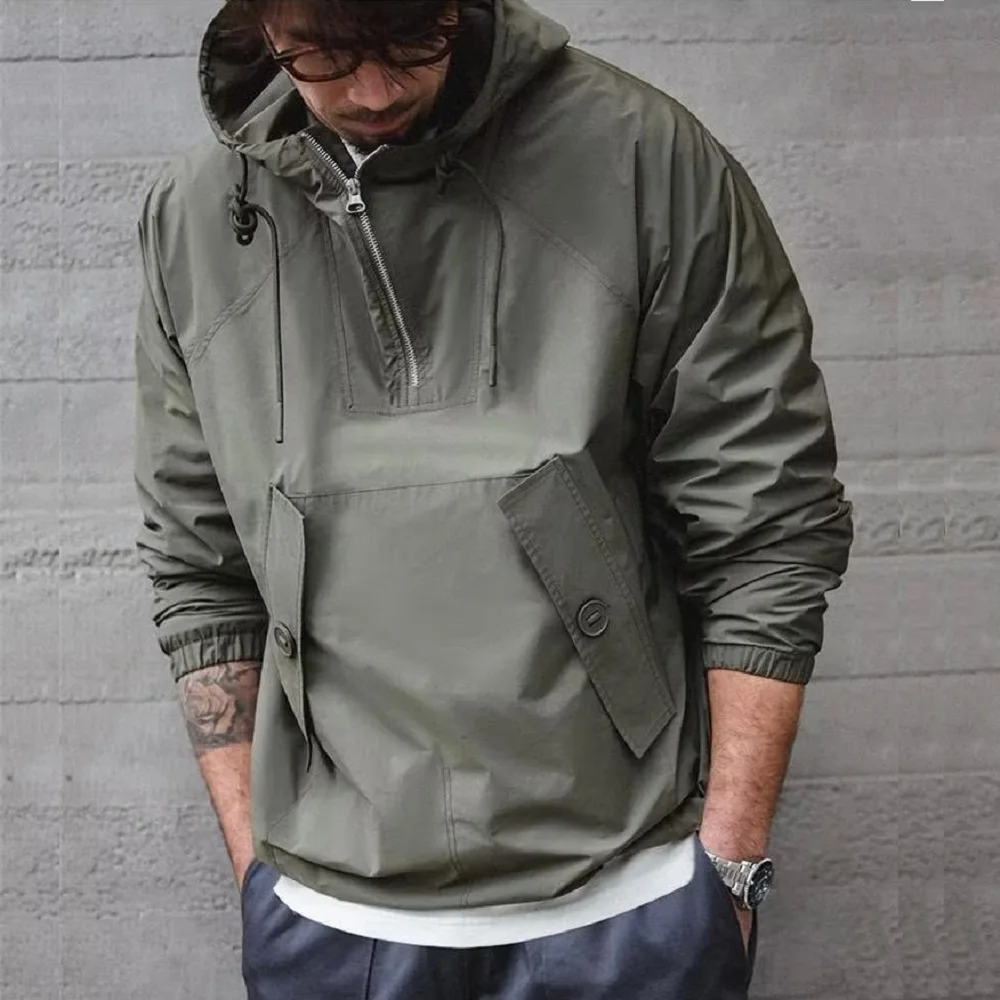 

Half Zip Crago Hoodie Vintage Windbreaker Spring Autumn Harajuku Hoodies Tracksuit Men Zip Up Hoodie Outdoor Sweatshirt