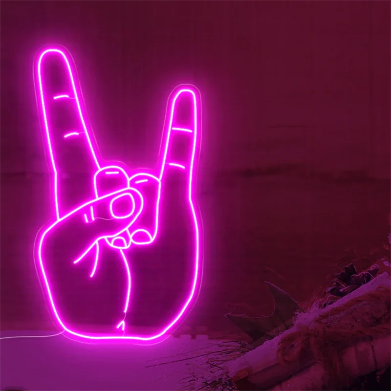 ineonlife Neon rockon Hand Sign  LED Light luminous signsParty  western Room bar shop children's room personality decoration