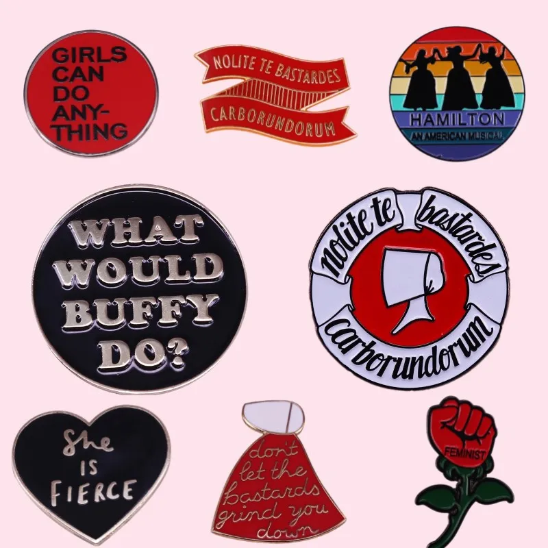 

Best Quality Beautiful Feminism Female Rose Fist Cartoon Brooch Lapel Enamel Pin Badge Collect Denim Jacket Women Gift Wholesale