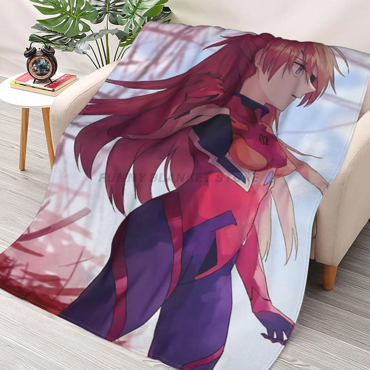 

Evangelion - Asuka Throws Blankets Collage Flannel Ultra-Soft Warm picnic blanket bedspread on the bed