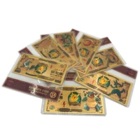 1pc anime cool pocket animals gold plastic cards lovely monster banknotes elf tickets with plastic envelopes childhood memento