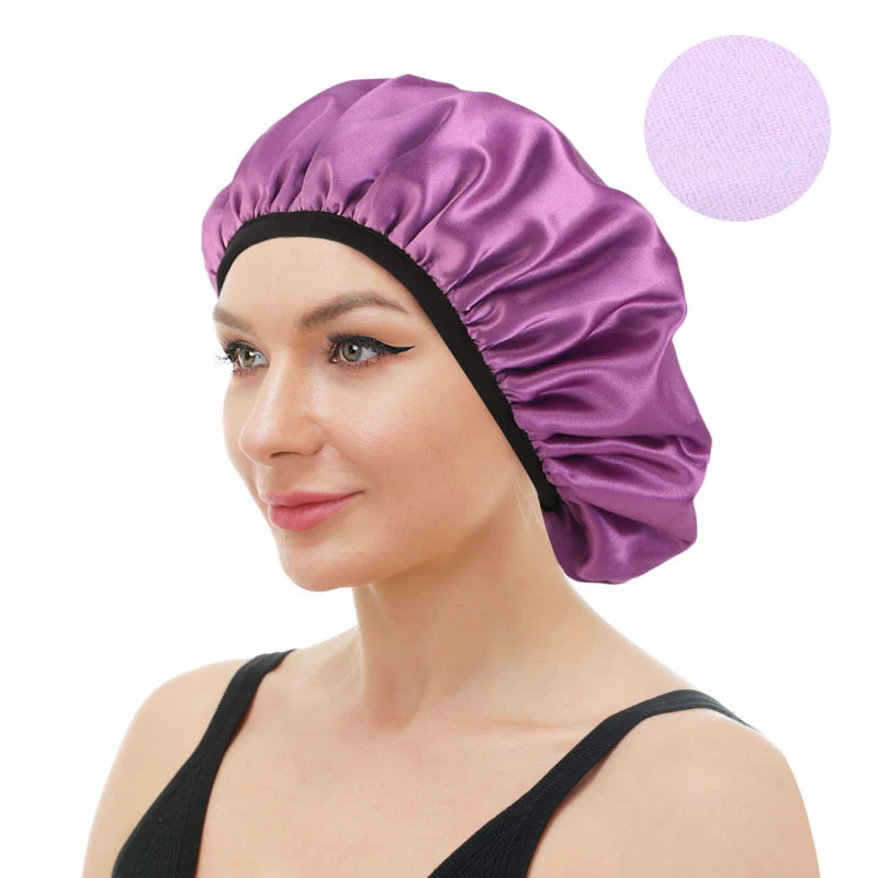 

Женские головные уборы для ночного сна, женская шапочка, атласная двухслойная головная уборка, шляпа для вьющихся весенних аксессуаров для укладки волос