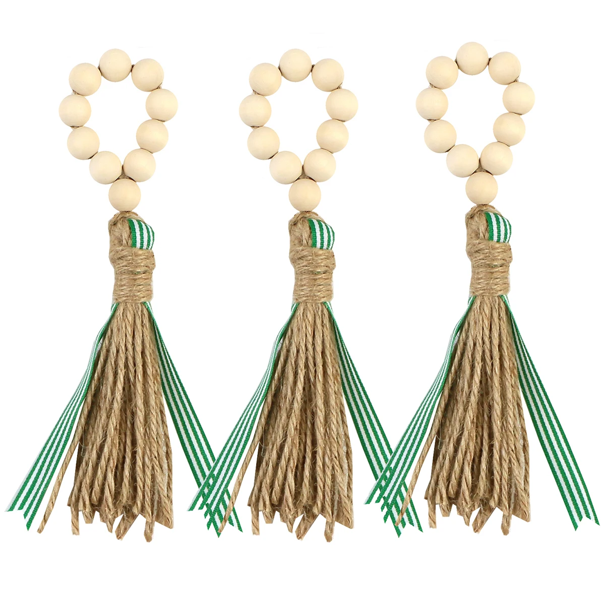 

Wooden Bead Napkin Rings Handcraft Holders Serviettes Jute Tassels Fall Garland Farmhouse Buckle Christmas Easter Decoration