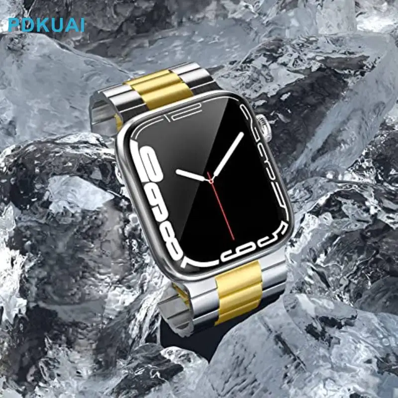 

Металлический ремешок для Apple Watch 2 3 4 5 6 7 8 SE, водонепроницаемый браслет из нержавеющей стали для iWatch 38 мм 40 мм 41 мм 42 мм 44 мм 45 мм 49 мм