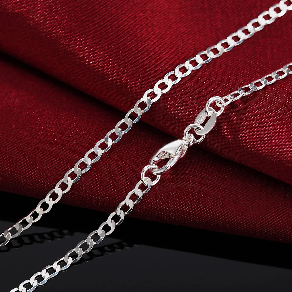 hot classic 2mm flat sideways chain 925 stamped silver necklace for women men 16 30 inches fashion brands jewelry gifts free global shipping
