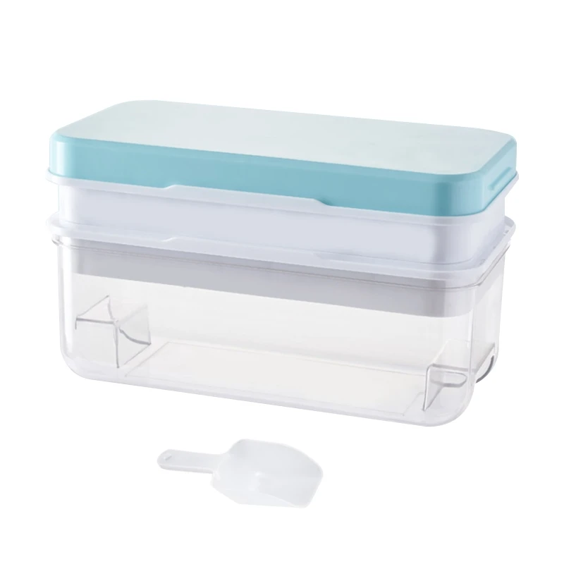 

G92F Silicone Ice Cube Tray with Bin for Freezer, One Second Release Small Ice Cubes