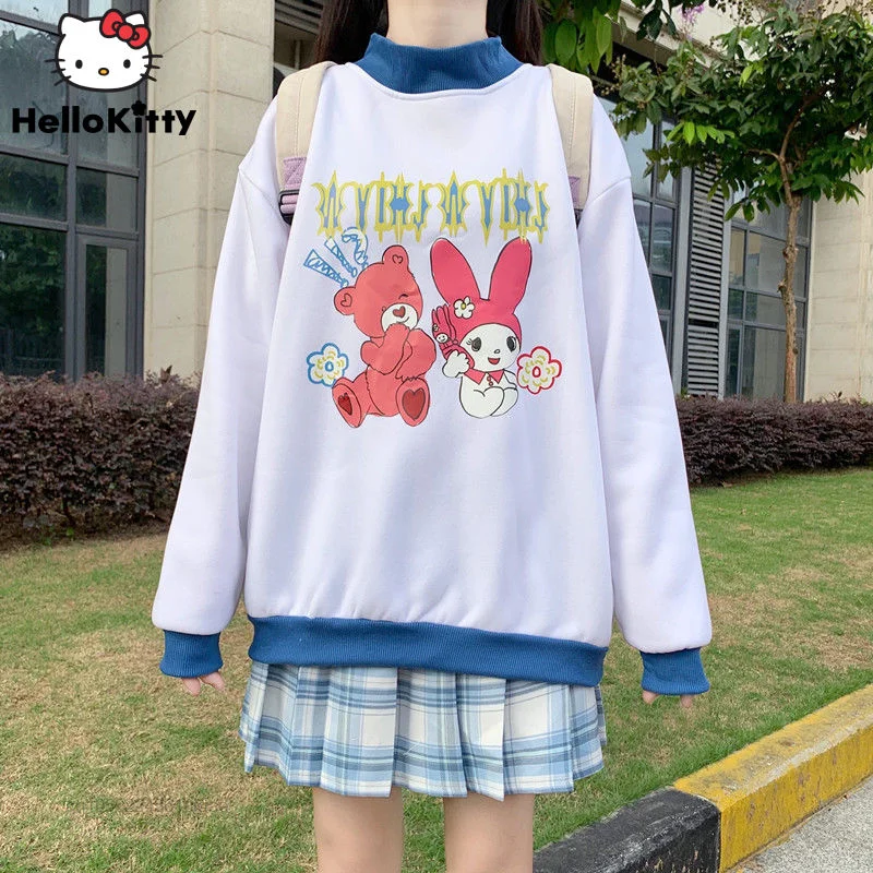 Sanrio Melody Clothes Y2k Kawaii New Design Shirts Women Aesthetic Pullovers Cartoon Sweatshrts Female Janpan Style Sweet Tops