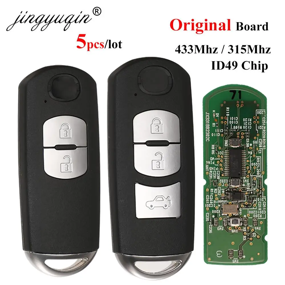 

Jingyuqin 5pcs SKE13D-01/02 SKE13E-01/02 Original Factory дистанционный смарт ключ-брелок 315/433MHz ID49 для Mazda 3 CX-5 2/3BTN