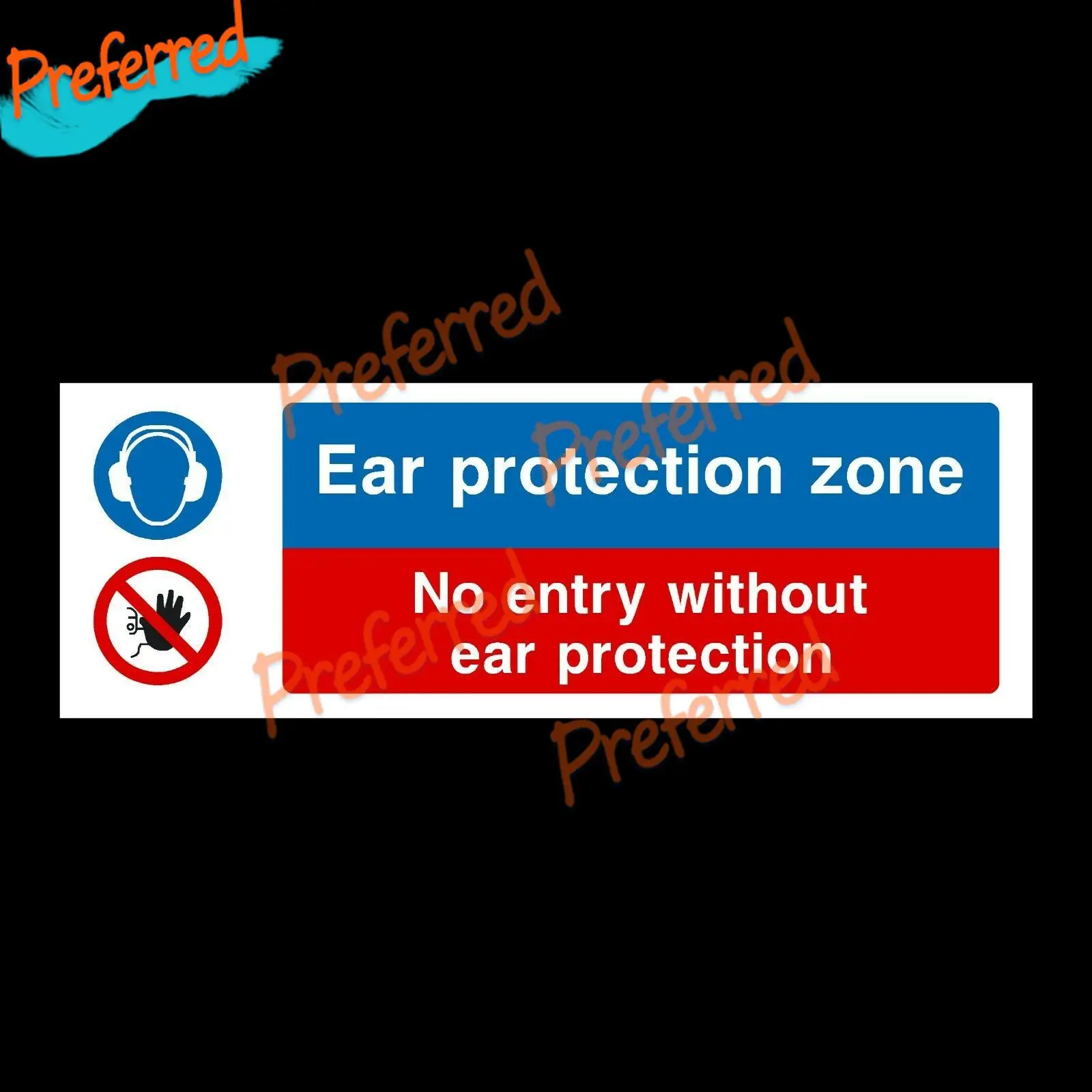 Уровень шума защиты ушей 90 дБ пластиковый знак 300x100 мм или наклейка - доступны все