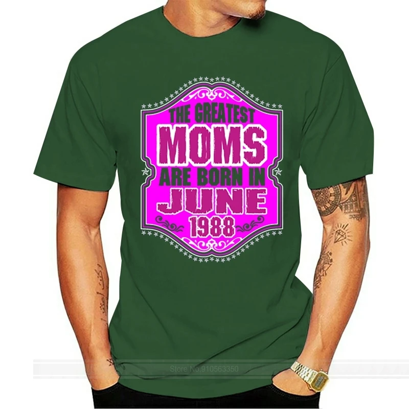 

Новое поступление, дизайнерские футболки для самых маленьких мам, которые родятся в июне 1988 года, мужские черные футболки из 100% хлопка для отдыха для мальчиков и девочек