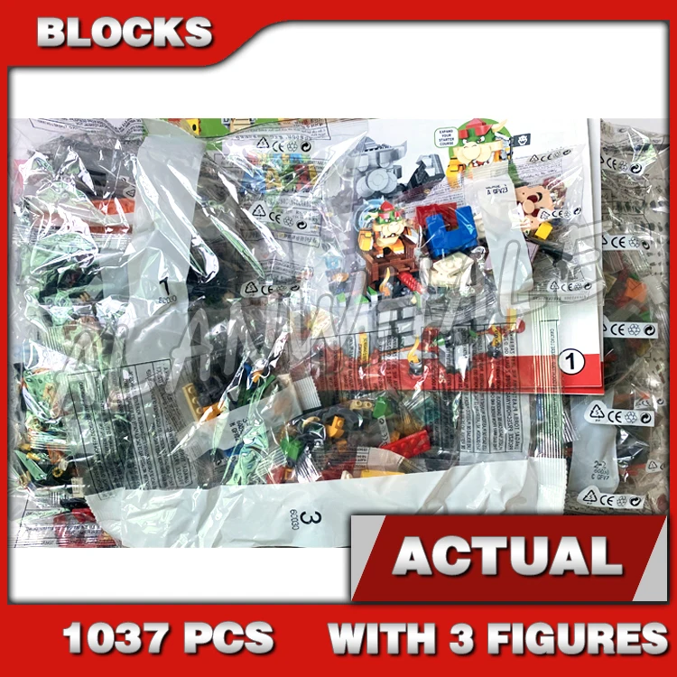 1037pcs Super Plumber Games Castle Boss Battle Expansion Set Lava Flame 60030 Building Block Toy Compatible With Model