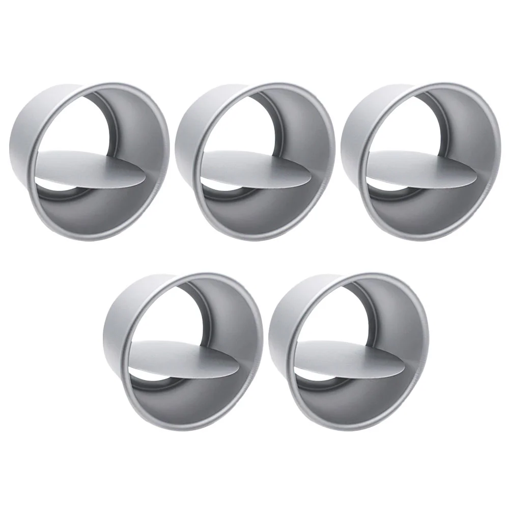 

5 Pcs Live Cake Mold Loaf Pan Round Baking Pans Tin Mini Ring DIY Cupcake Mould False Bottom Deep Aluminum Molds
