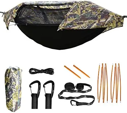 

Кемпинговый гамак с москитной сеткой и Rainfly, легкий портативный спальный гамак, палатка для путешествий, уличное снаряжение (Camoufl