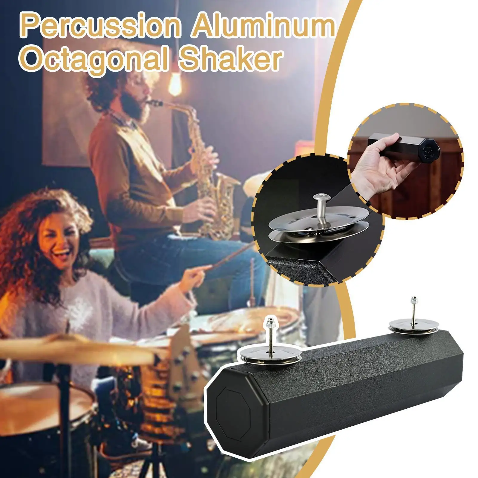

Percussion Octagonal Sand Barrel Aluminum Bell Shaker Sand Musical Instrument Bell With Barrel Accompaniment P1I8