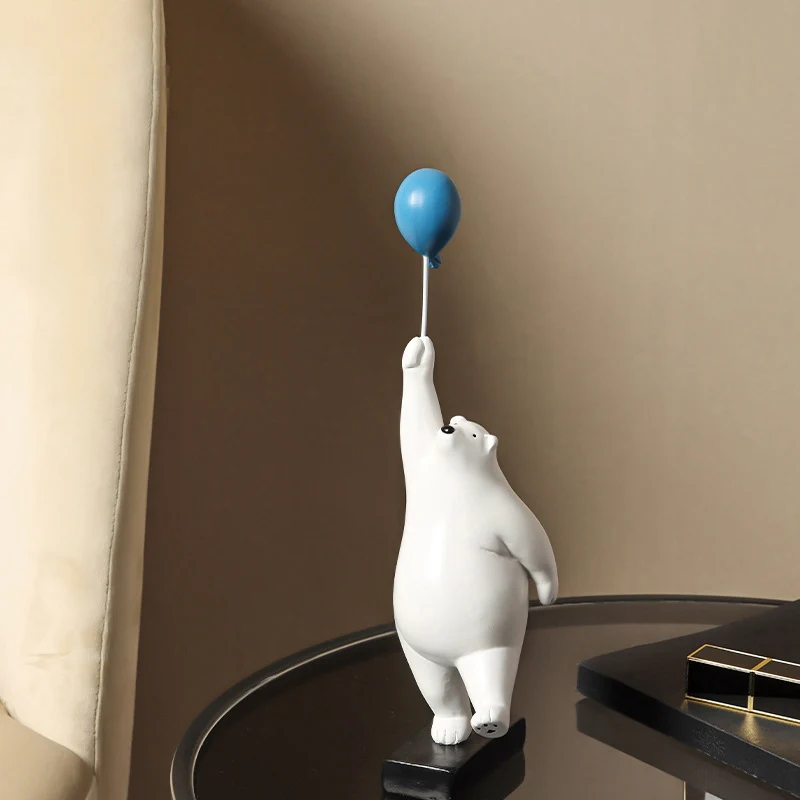 artlovin creative flying bear figurines balloon polar bears figure home wall mount decoration resin modern gift for boymankids free global shipping