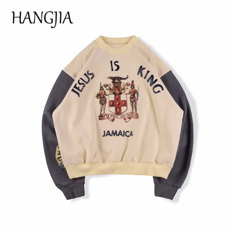 

Jesus Is King Sweatshirt Patchwork Print Urban Streetwear Stranger Thing Kanye Concert Hip Hop Hoodie Pullovers Men and Women
