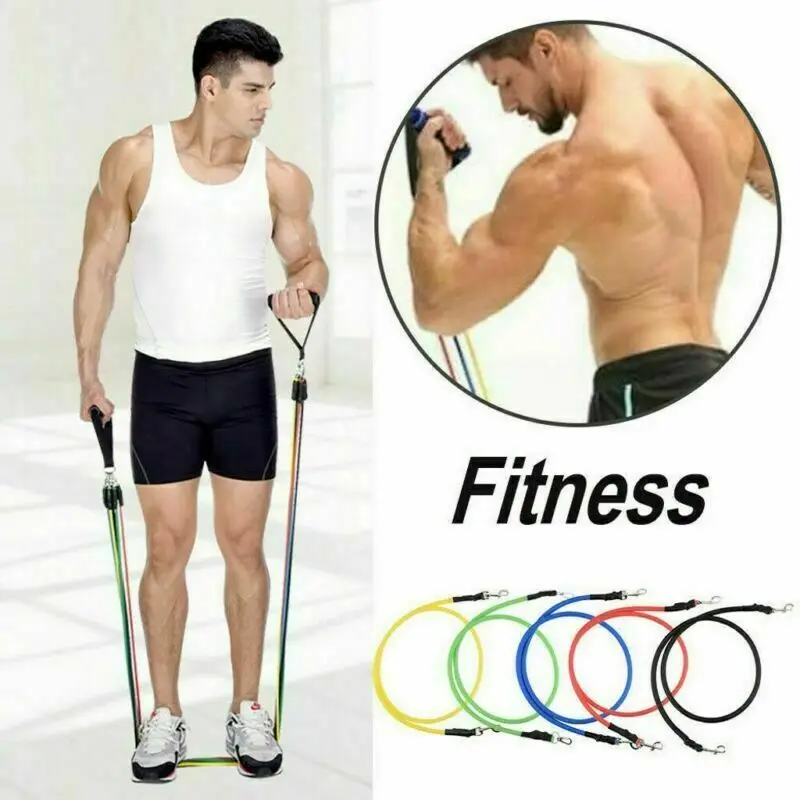 

11/12pcs Resistance Bands with Handles Yoga Pull Rope Elastic Fitness Exercise Tube Band for Home Workouts Strength Training