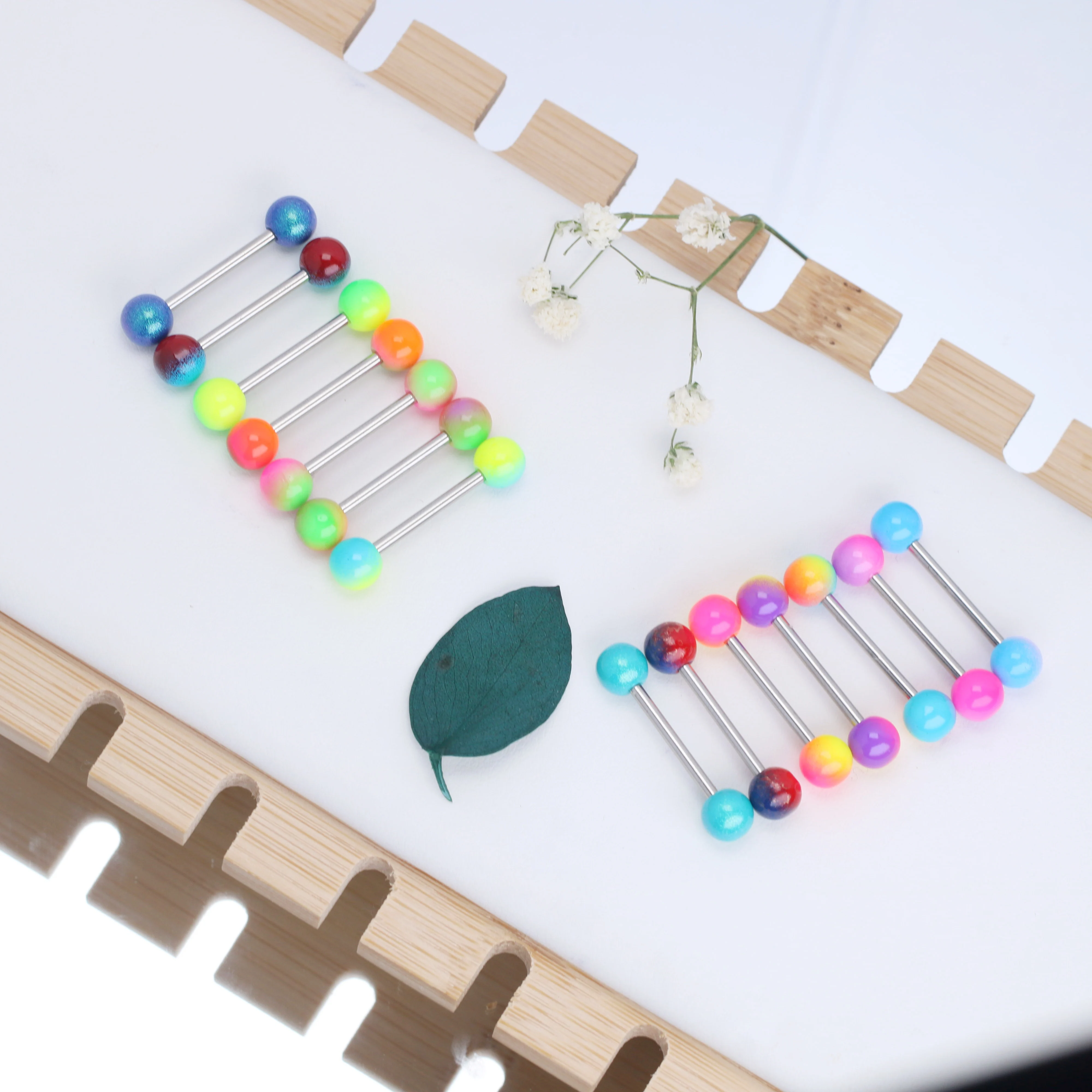 

10/14 шт., разноцветные кольца для пирсинга языка