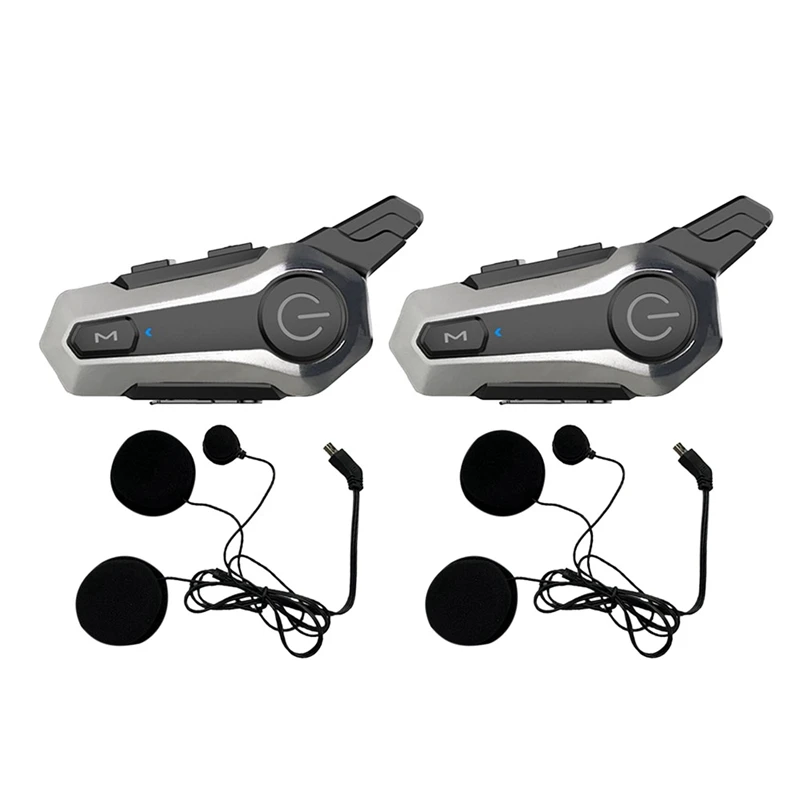 

2 Set Motorcycle Bluetooth Full Helmet Intercom Pairing Waterproof Interphone Headset with CNC Noise Reduction