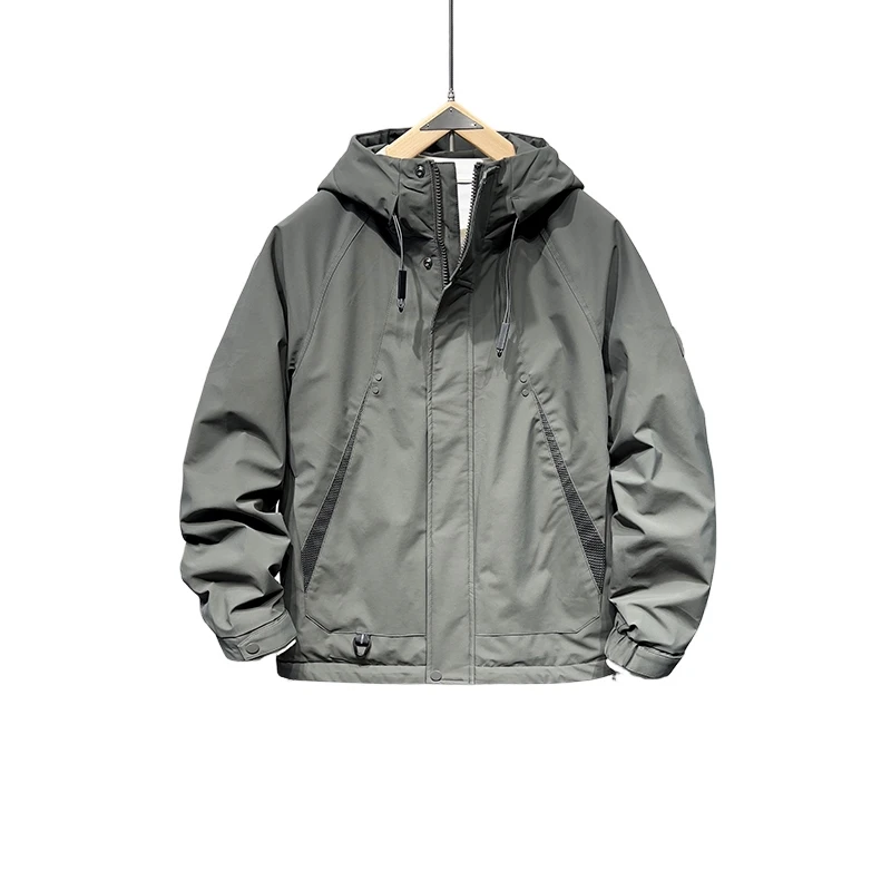 Осенне-зимнее корейское мужское пальто с капюшоном и длинными рукавами из двух