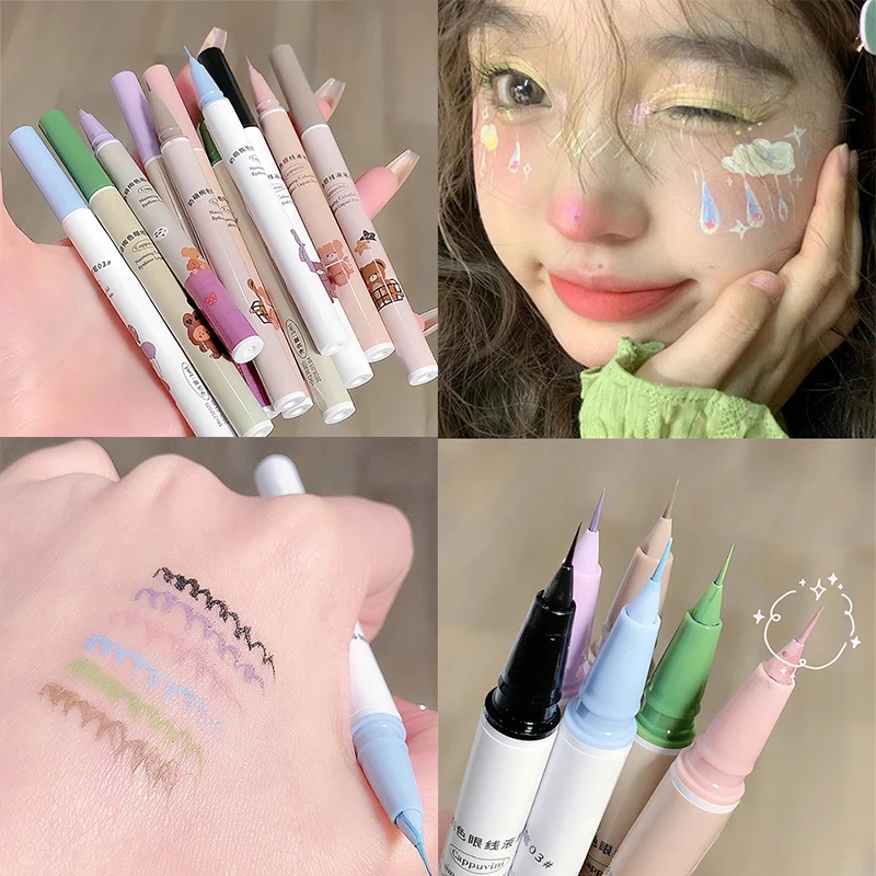

Colored Liquid Eyeliner Pen Ultra-fine Black Blue Green Eye Line Silkworm Pen Natural Waterproof Lower Eyelash Eye Makeup Tools