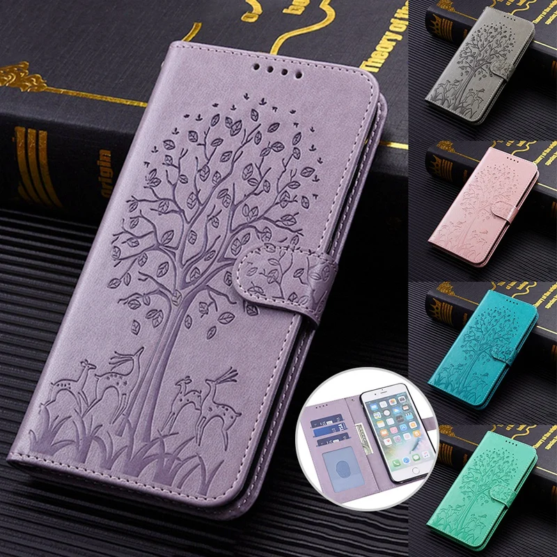 Redmi Note 11 11Pro 10 9 8 Cute Embossed Deer Flip Cover for Redmi 10 10C 9A 9C 9T Leather Wallet Case For Xiaomi Poco X3 Pro/M3