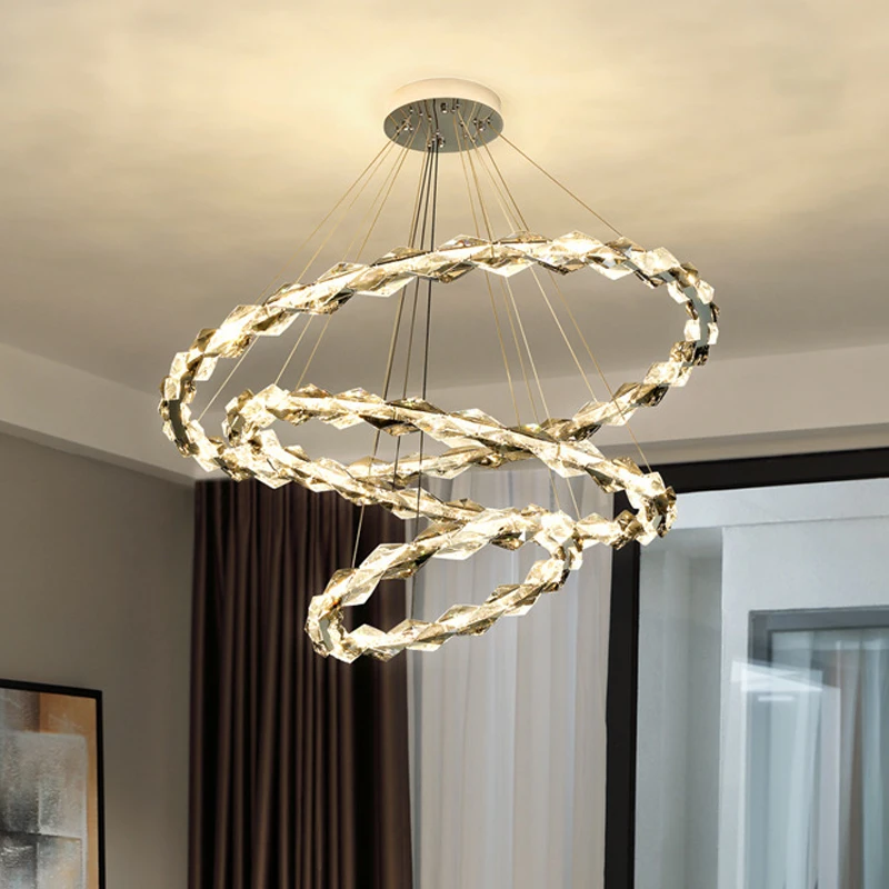 

Led Art Chandelier Pendant Lamp Light Room Decor Modern Luxury Crystal Villa Living Dining Lustre Indoor Bedroom Fixture