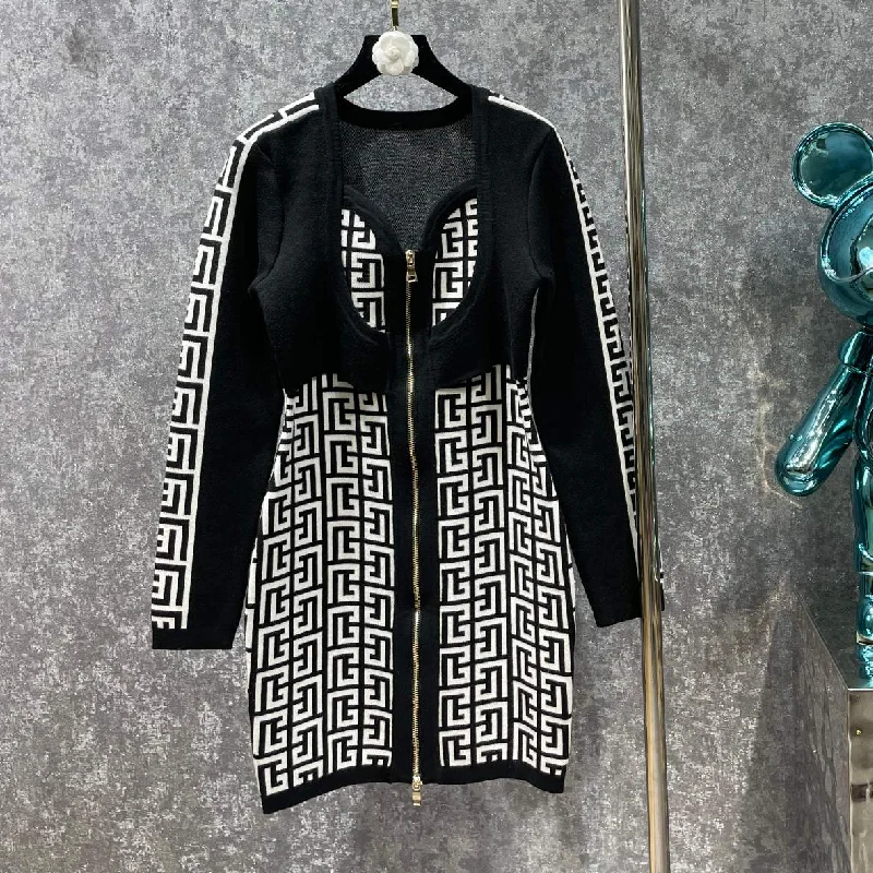 2022 Brand Design Maze Pattern Contrast Dress Sexy Dress Slim Skirt women dress women wedding dresses sexy dress maxi dress