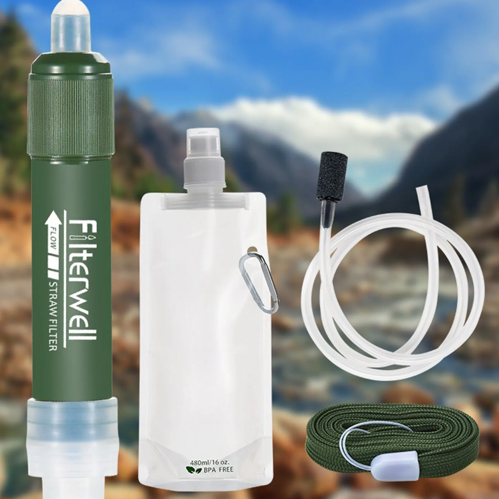 

Персональный портативный фильтр для воды, портативный водный очиститель, соломенный экстренный фильтр для выживания для кемпинга