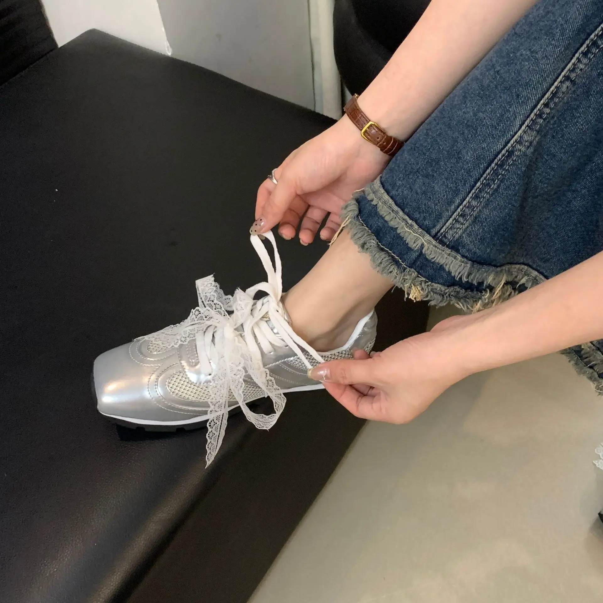 Туфли Forrest Gump женские из натуральной кожи с квадратным носком универсальные