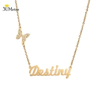 hot sale stainless steel personalized name necklace women butterfly pendant custom name necklace colorfast personalized jewelry