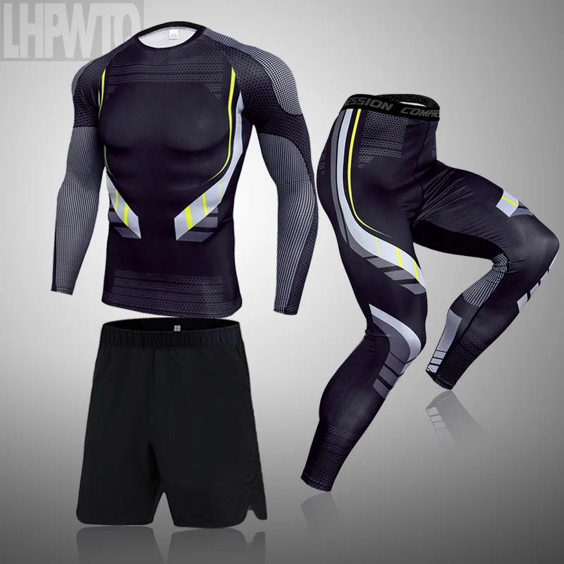 

Men's Compression Suits Gym Training Clothes Workout Jogging Sports Thermal Underwear Set Running Rashguard Tracksuit For Men